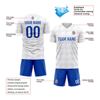 Custom Soccer Jerseys for Men Women Personalized Soccer Uniforms for Adult and Kid White&Blue enthsush