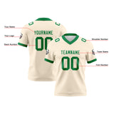 Custom Cream Green Football Jersey Personalized Football Shirts for Men Women  Printed Team Name Number Logo