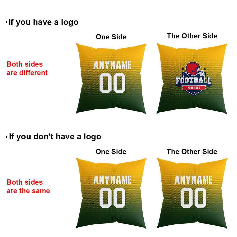 Custom Football Throw Pillow for Men Women Boy Gift Printed Your Personalized Name Number Green&Yellow&White enthsush