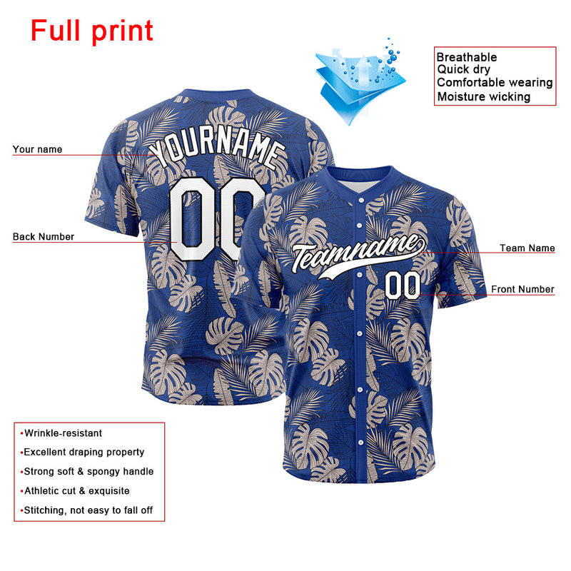 Custom Full Print Design Authentic Baseball Jersey Tropical plants