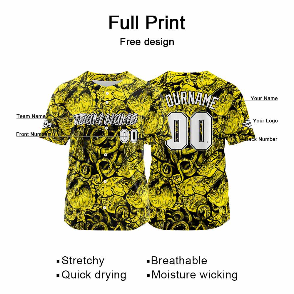 Custom Baseball Uniforms High-Quality for Adult Kids Optimized for Performance Seabed-Yellow enthsush