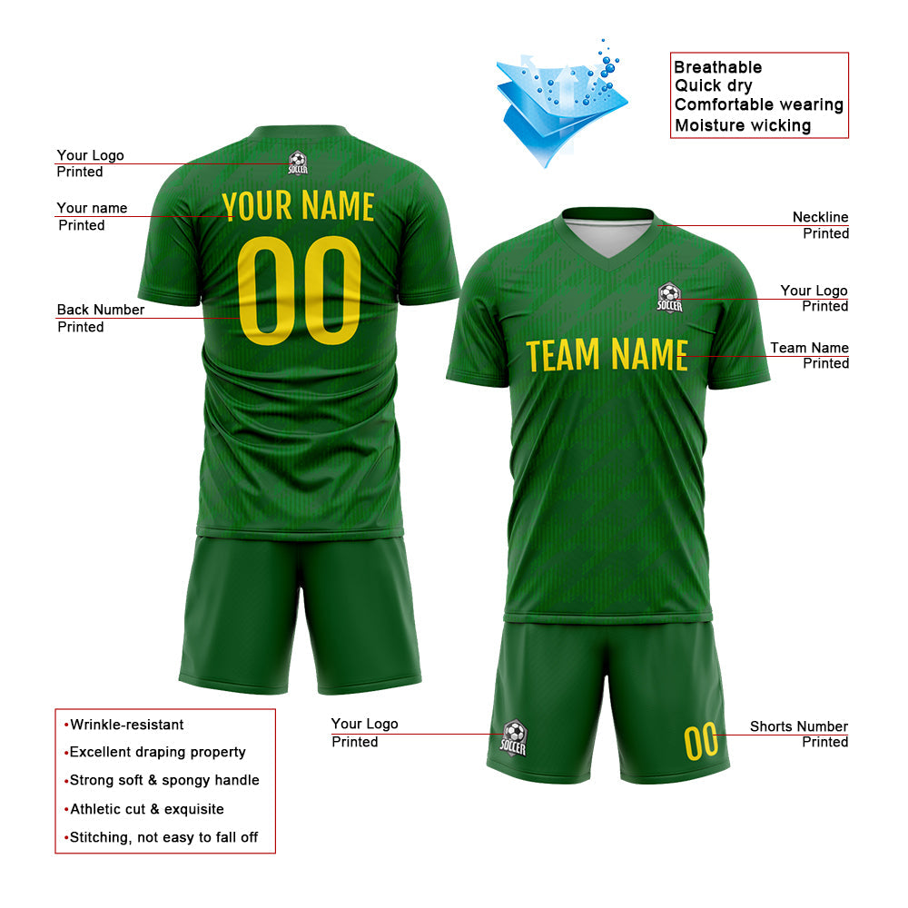 Custom Soccer Jerseys for Men Women Personalized Soccer Uniforms for Adult and Kid Green&Yellow enthsush