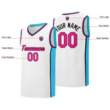 Custom basketball jersey shorts for men and women. Embroidered and printed name, number and logo White