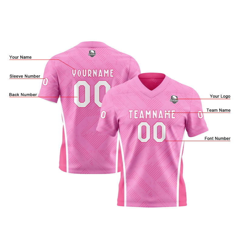 Custom Pink Football Jersey Personalized Gradient Football Shirts for Men Printed Team Name Number Logo