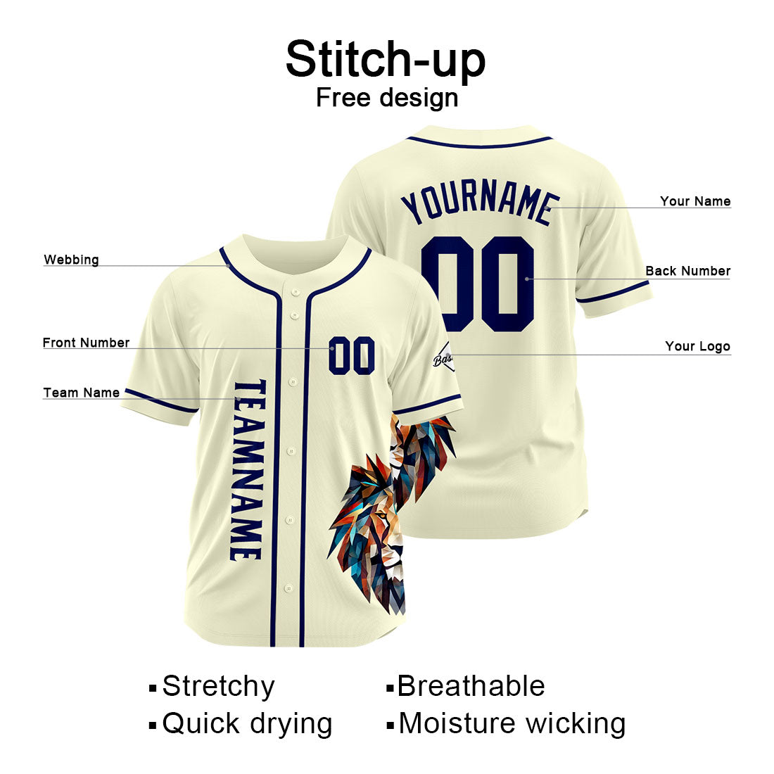 Custom Baseball Uniforms High-Quality for Adult Kids Optimized for Performance Cream enthsush