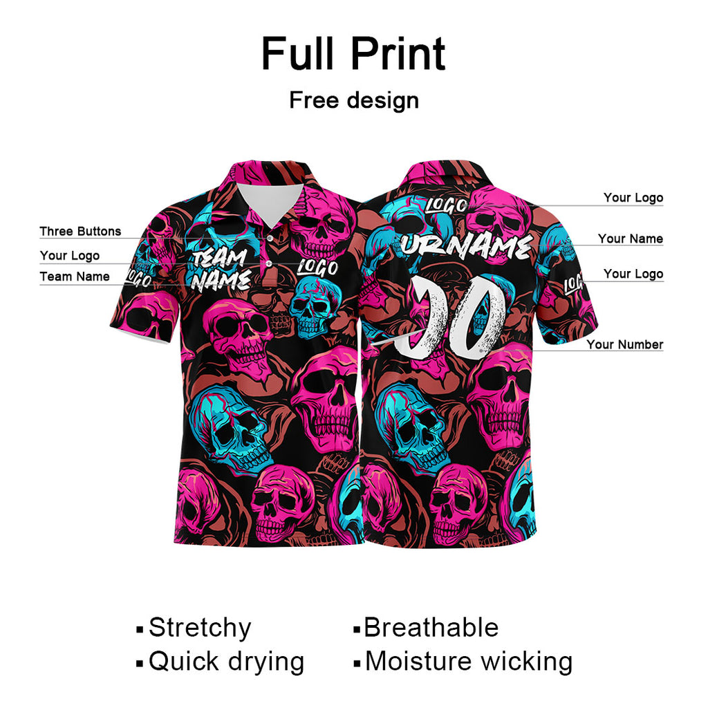 Custom Football Polo Shirts  Add Your Unique Logo/Name/Number Pink&Blue enthsush