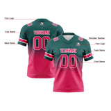 Custom Dark Green Pink Gradient Football Jersey Personalized Football Shirts for Men Women  Printed Team Name Number Logo