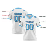 Custom White Sky Blue Football Jersey Personalized Football Shirts for Men Women  Printed Team Name Number Logo