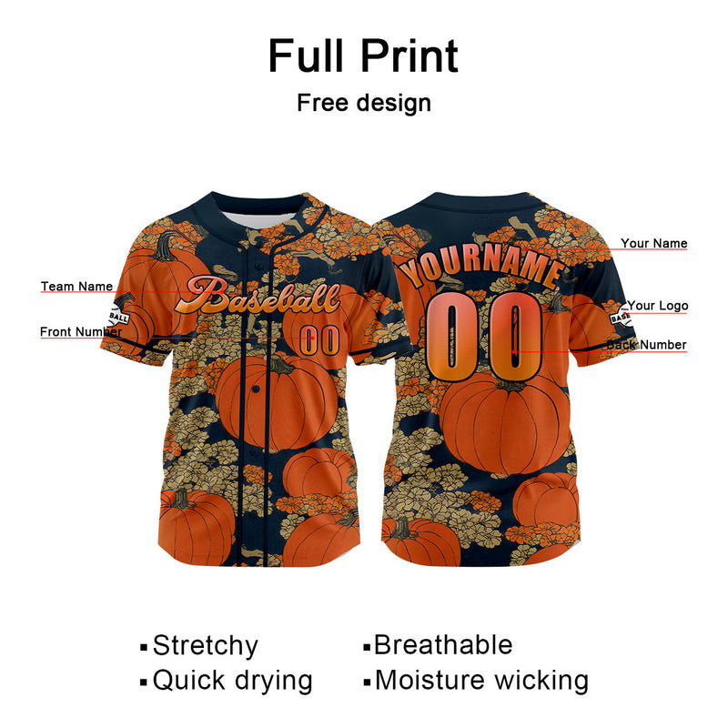 Custom Orange Baseball Jersey Personalized Baseball Shirt for Men Women Kids Youth