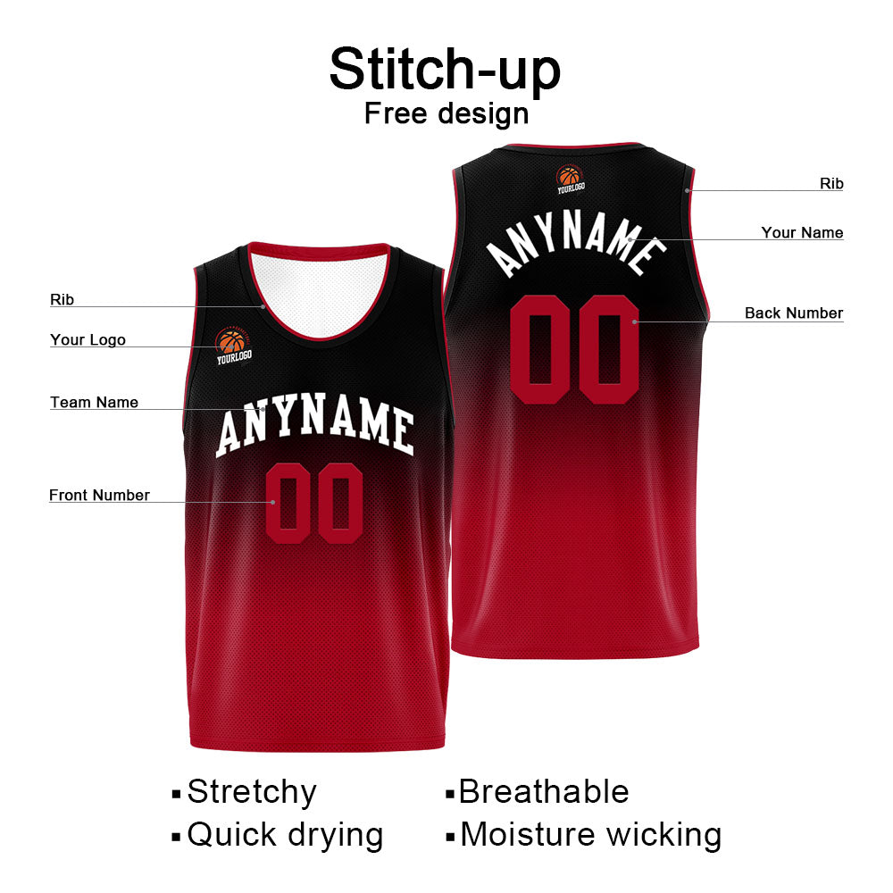 Custom Basketball Jersey Personalized Stitched Team Name Number Logo Black&Red enthsush