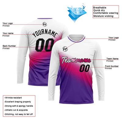 Custom Basketball Soccer Football Shooting Long T-Shirt for Adults and Kids White&Purple enthsush