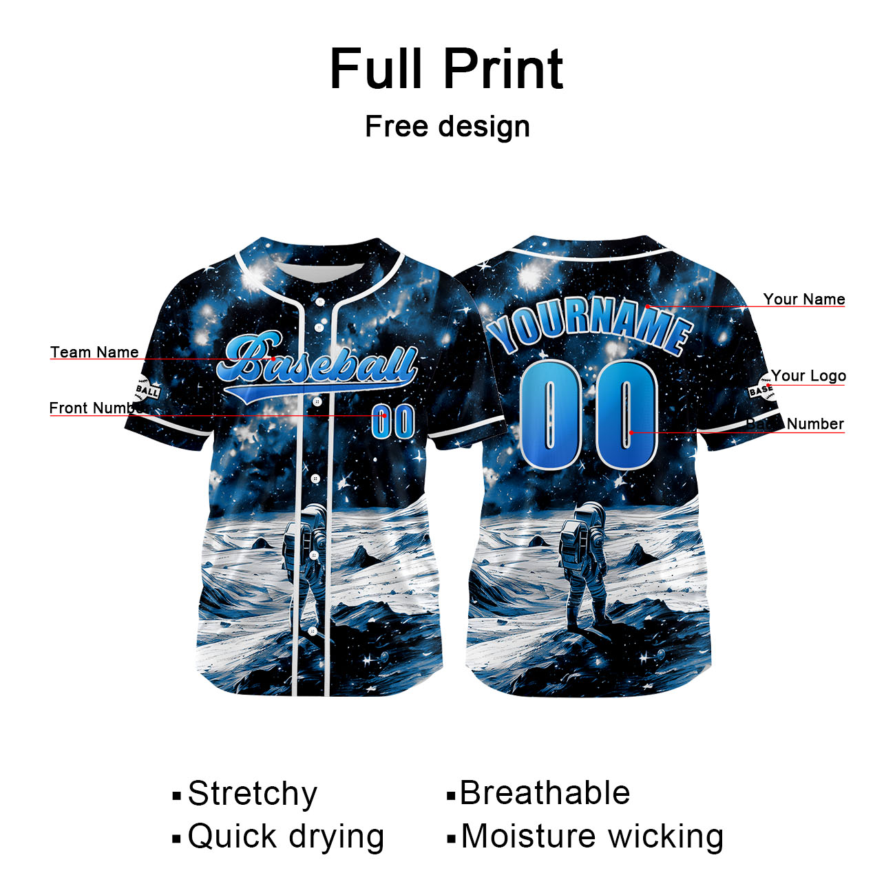 Custom Blue Jersey Personalized Baseball Shirt for Men Women Kids Youth enthsush