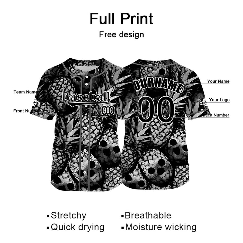 Custom Gray Black Baseball Jersey Personalized Baseball Shirt for Men Women Kids Youth