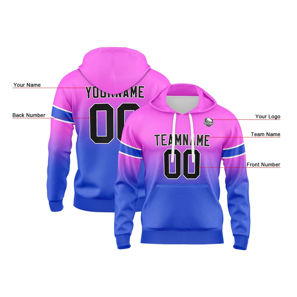 Custom Gradient Hoodie For Man Woman Girl Boy Print Your Logo Name Number Pink&Blue enthsush
