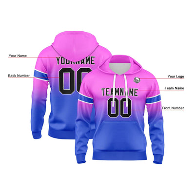 Custom Gradient Hoodie For Man Woman Girl Boy Print Your Logo Name Number Pink&Blue enthsush