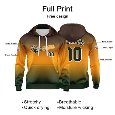 Custom Gradient Hoodie For Man Woman Girl Boy Print Your Logo Name Number Orange Green enthsush