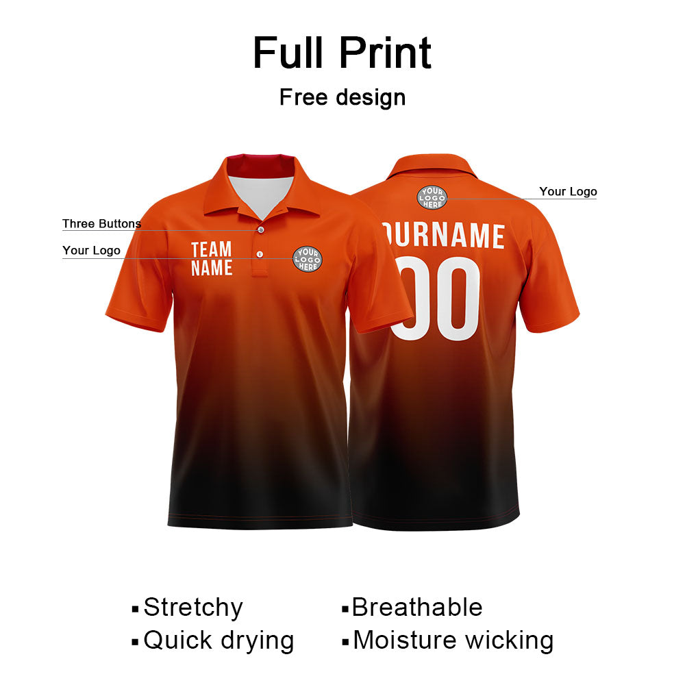 Custom Orange Black Football Polo Shirts Add Your Unique Logo/Name/Number enthsush