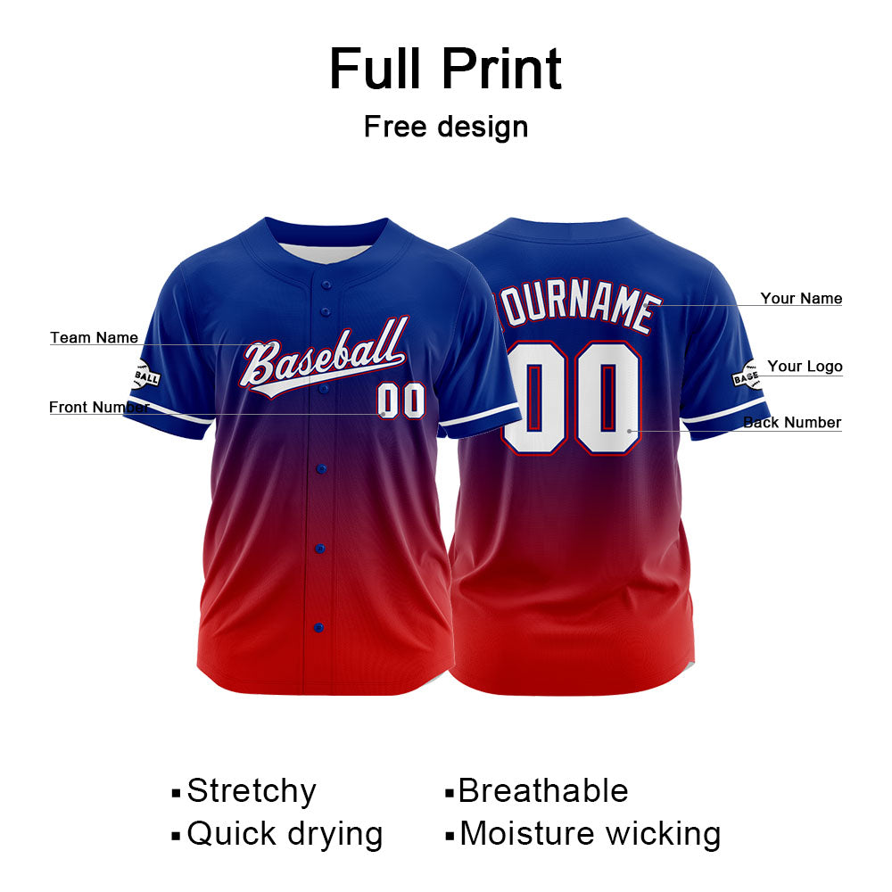 Custom Full Print Design Authentic Baseball Jersey red-blue enthsush