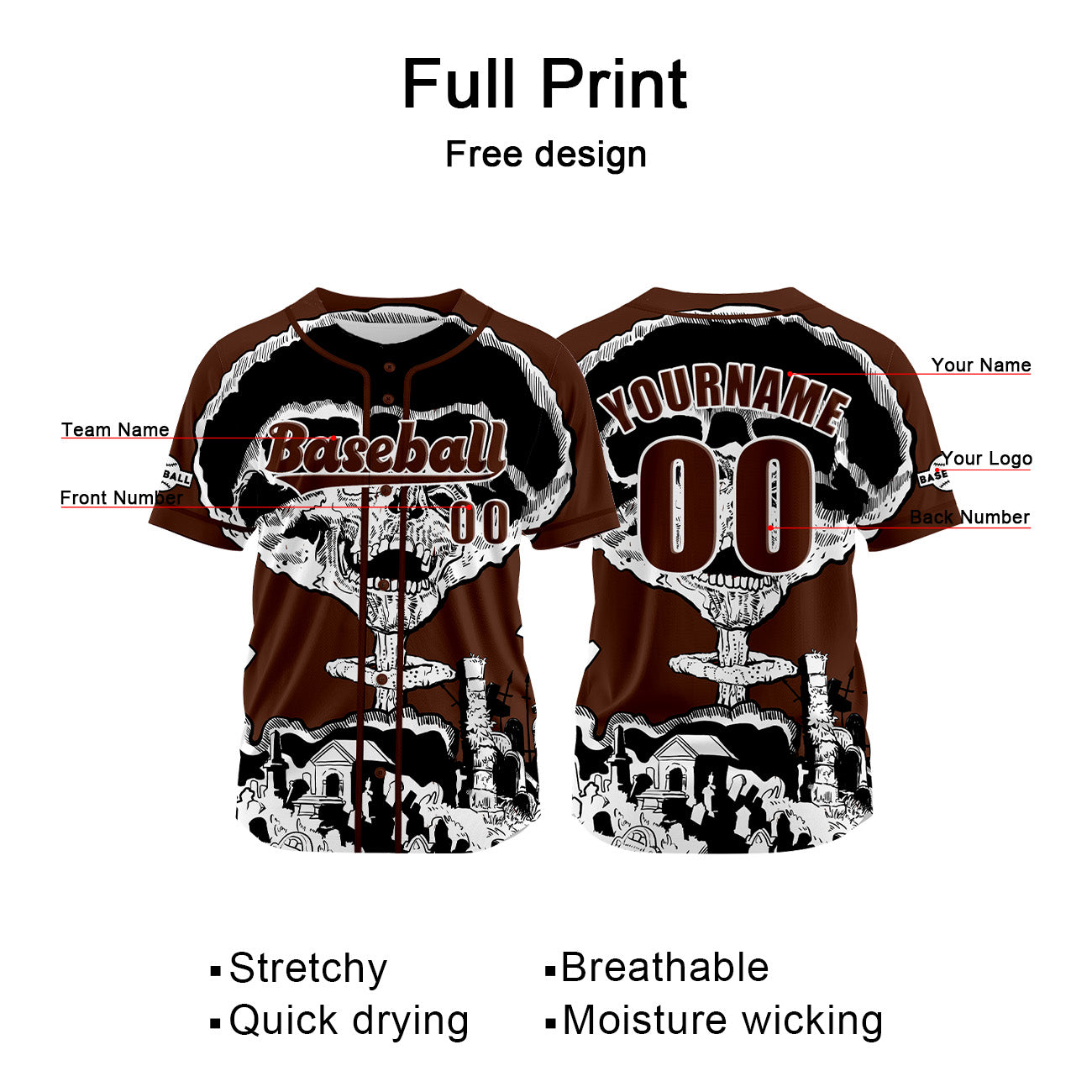 Custom Brown Baseball Jersey Personalized Baseball Shirt for Men Women Kids Youth enthsush