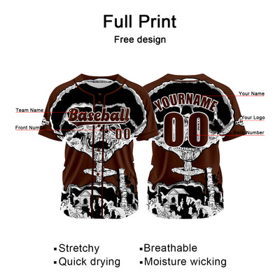 Custom Brown Baseball Jersey Personalized Baseball Shirt for Men Women Kids Youth enthsush