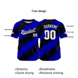 Custom Full Print Design Authentic Baseball Jersey black-blue