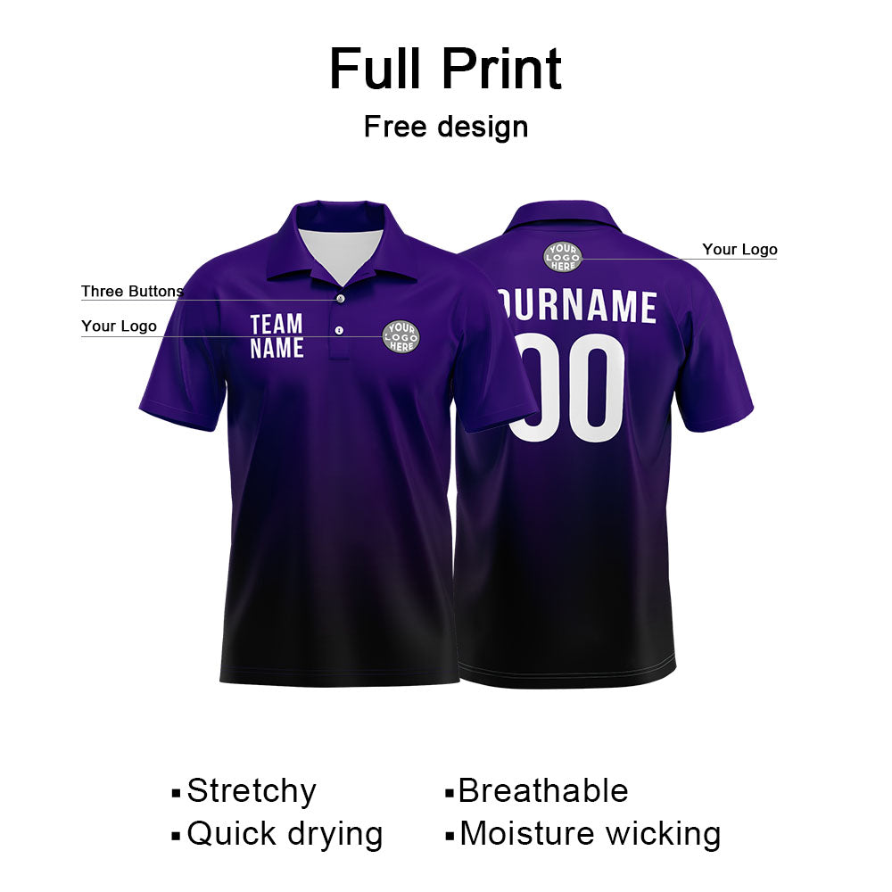 Custom Purple Black Football Polo Shirts Add Your Unique Logo/Name/Number enthsush