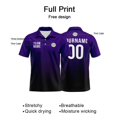 Custom Purple Black Football Polo Shirts Add Your Unique Logo/Name/Number enthsush