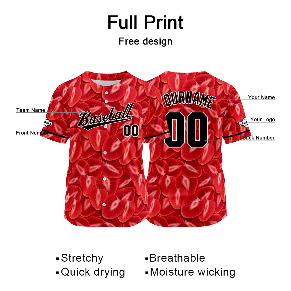 Custom Full Print Design Authentic Baseball Jersey red – enthsush