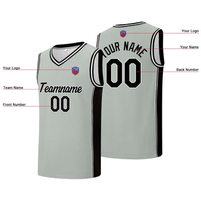 Custom basketball jersey shorts for men and women. Embroidered and printed name, number and logo Grey enthsush