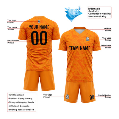 Custom Orange Soccer Jerseys for Men Women Personalized Soccer Uniforms for Adult and Kid enthsush