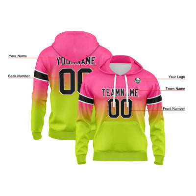 Custom Gradient Hoodie For Man Woman Girl Boy Print Your Logo Name Number Pink&Chartreuse enthsush