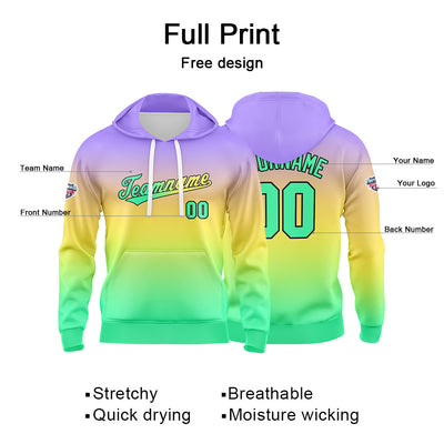 Custom Gradient Hoodie For Man Woman Girl Boy Print Your Logo Name Number Reddish Yellowish Green enthsush