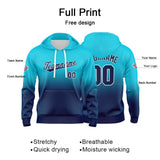 Custom Gradient Hoodie For Man Woman Girl Boy Print Your Logo Name Number Light Blue Navy