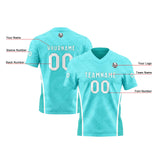 Custom Cyan Football Jersey Personalized Gradient Football Shirts for Men Printed Team Name Number Logo