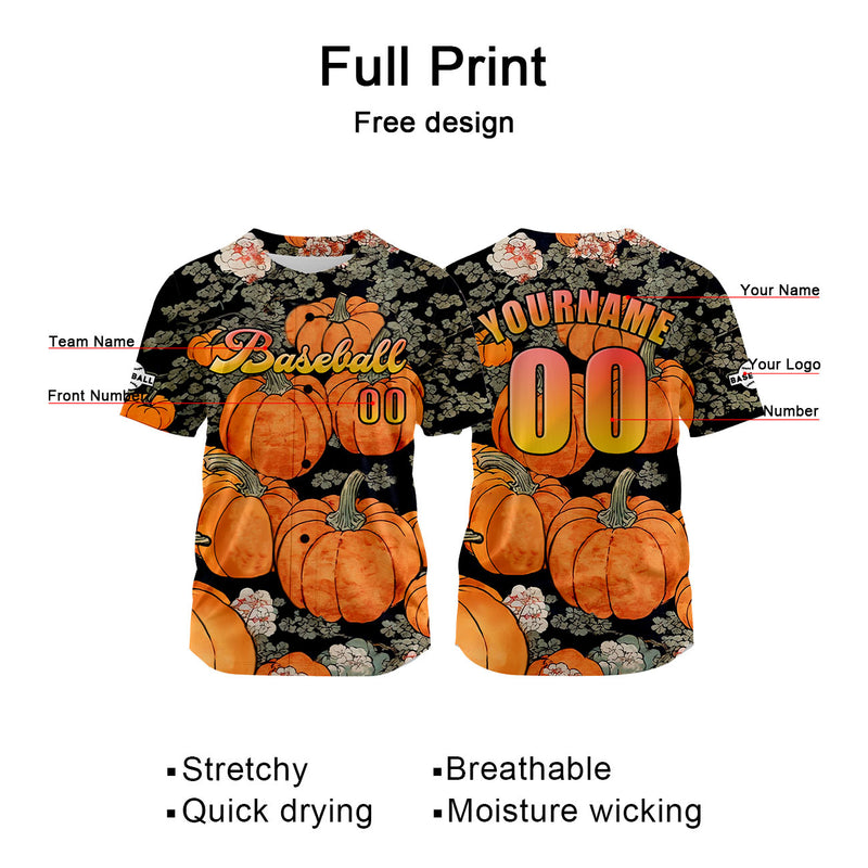 Custom Orange Baseball Jersey Personalized Baseball Shirt for Men Women Kids Youth