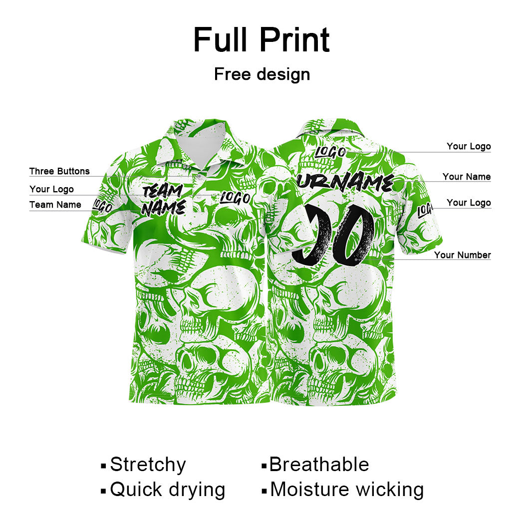 Custom Football Polo Shirts  Add Your Unique Logo/Name/Number Green&White enthsush
