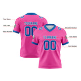 Custom Pink Blue Football Jersey Personalized Football Shirts for Men Women  Printed Team Name Number Logo
