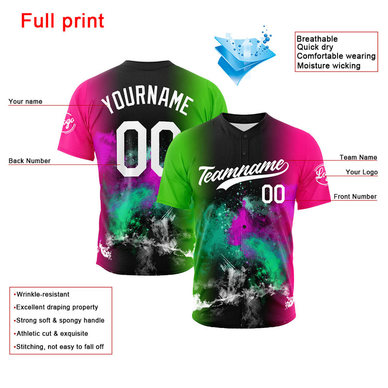 Custom Full Print Design Authentic Baseball Jersey Spray