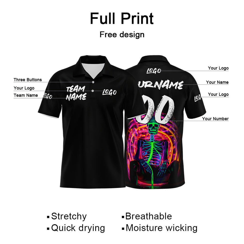 Custom Football Polo Shirts  Add Your Unique Logo/Name/Number Black&Green enthsush