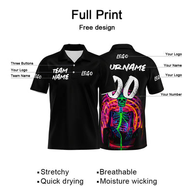 Custom Football Polo Shirts  Add Your Unique Logo/Name/Number Black&Green enthsush