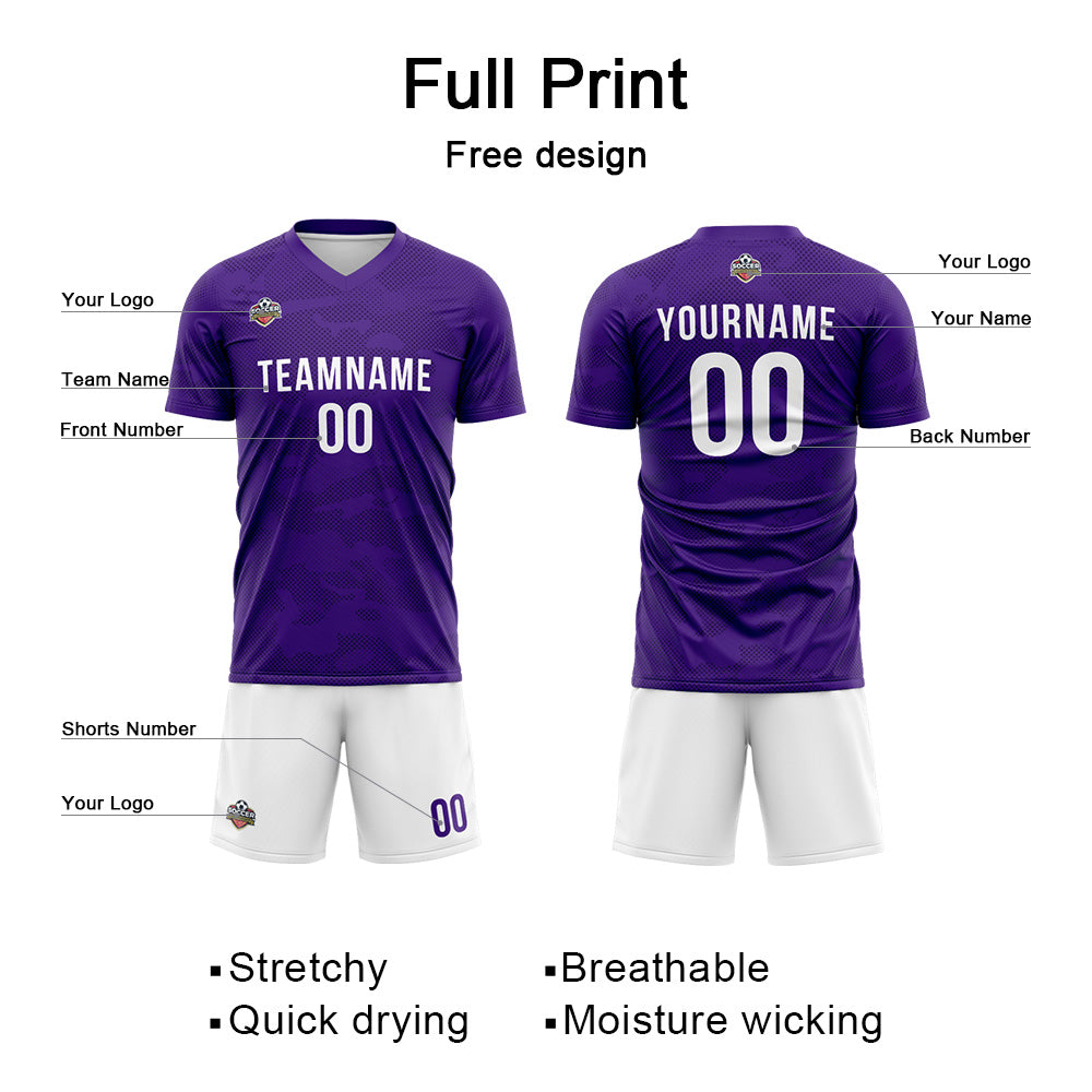 Custom Soccer Jerseys for Men Women Personalized Soccer Uniforms for Adult and Kid Purple-White enthsush