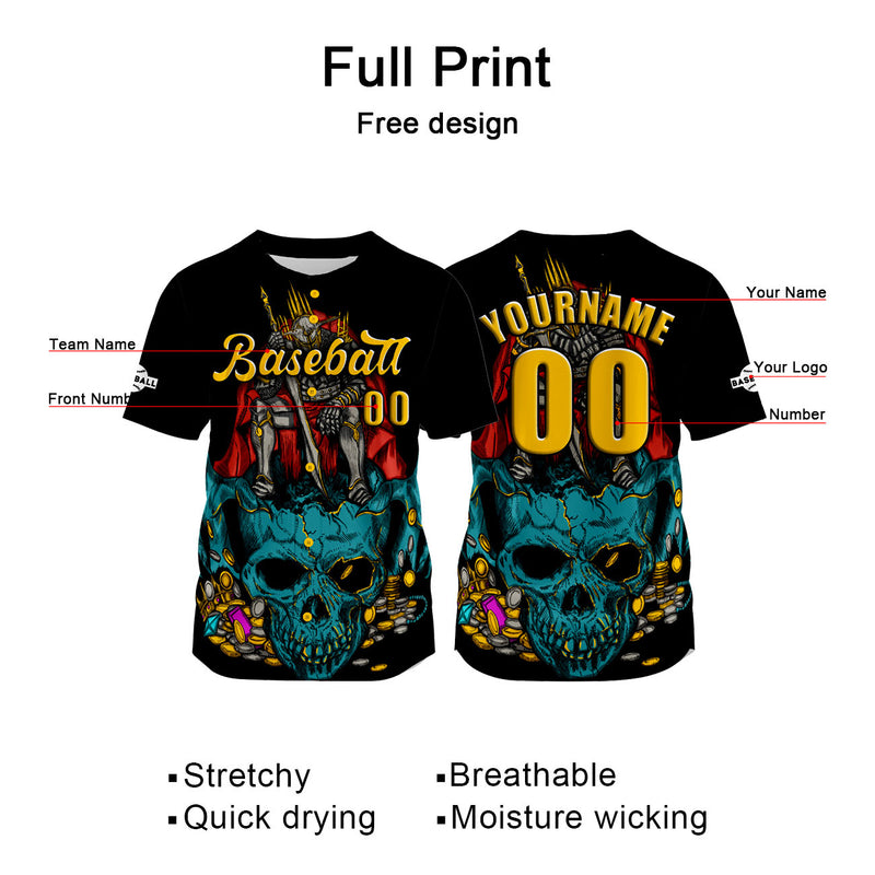 Custom Black Jersey Personalized Baseball Shirt for Men Women Kids Youth