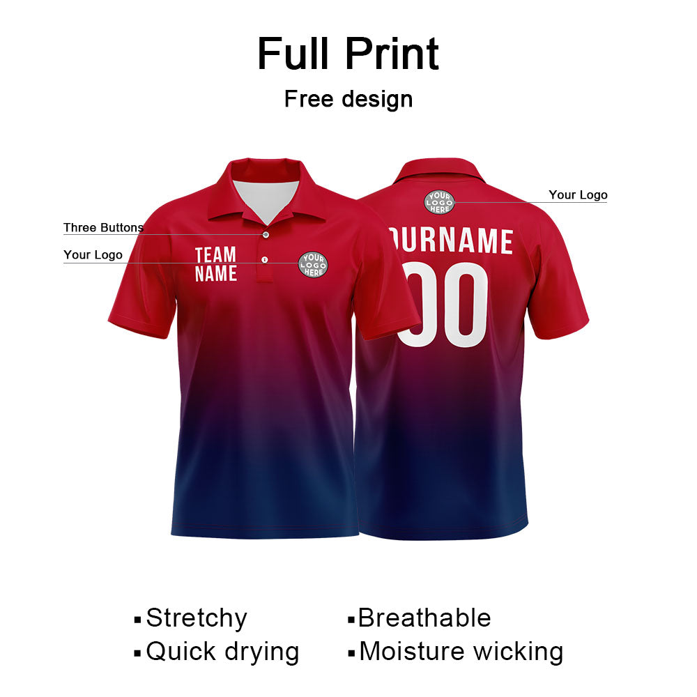 Custom Red Navy Football Polo Shirts Add Your Unique Logo/Name/Number enthsush