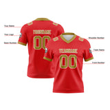 Custom Red Gold Football Jersey Personalized Football Shirts for Men Women  Printed Team Name Number Logo