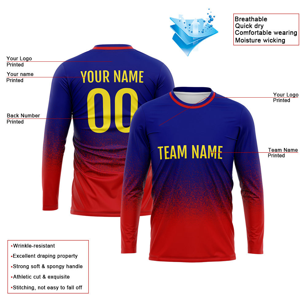Custom Basketball Soccer Football Shooting Long T-Shirt for Adults and Kids Royal-Red enthsush