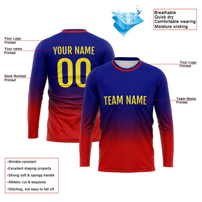 Custom Basketball Soccer Football Shooting Long T-Shirt for Adults and Kids Royal-Red enthsush