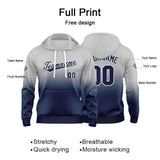 Custom Gradient Hoodie For Man Woman Girl Boy Print Your Logo Name Number Gray Navy