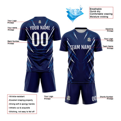Custom Dark Blue Soccer Jerseys for Men Women Personalized Soccer Uniforms for Adult and Kid enthsush