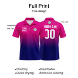 Custom Fuchsia Navy Football Polo Shirts Add Your Unique Logo/Name/Number