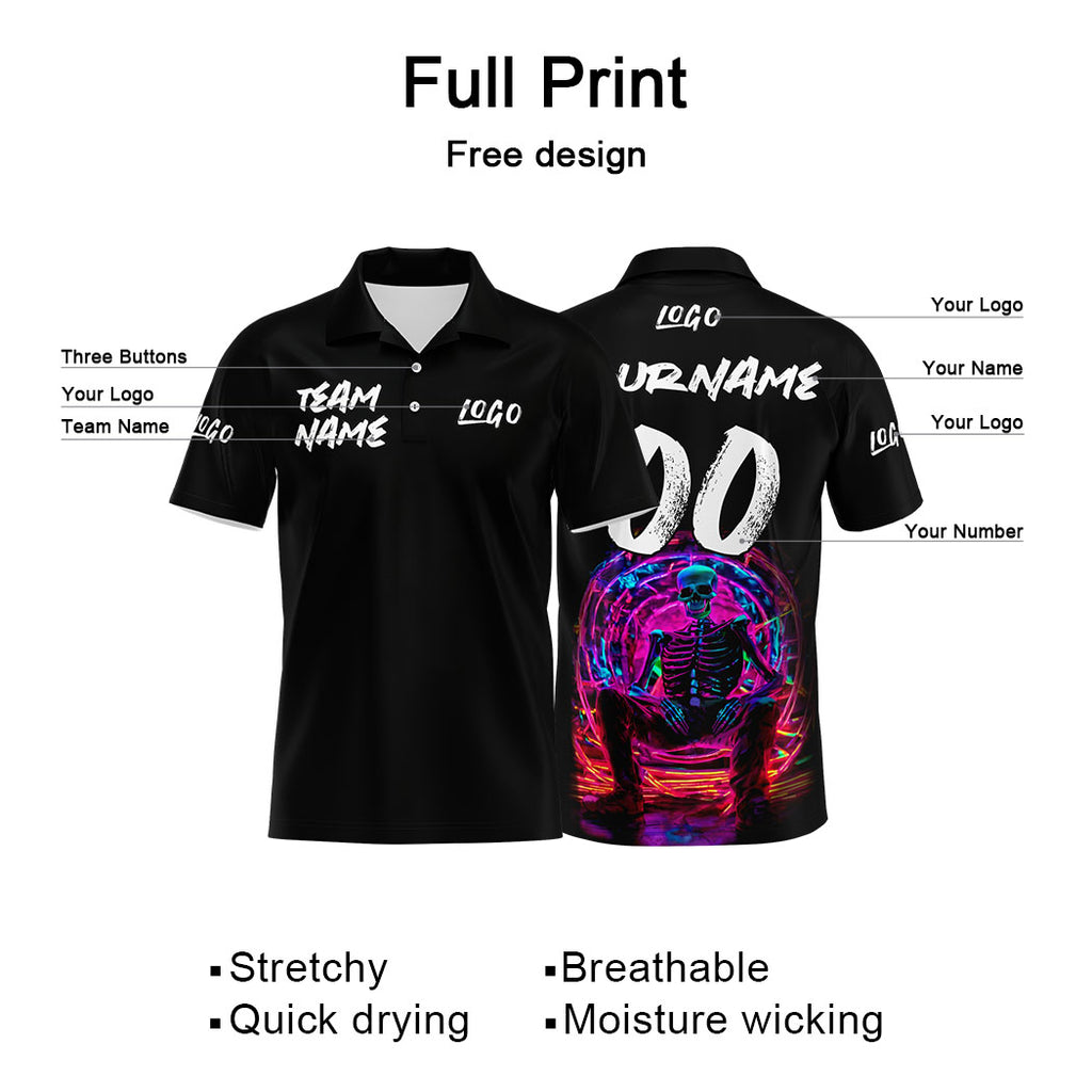 Custom Football Polo Shirts  Add Your Unique Logo/Name/Number Black&Light Blue enthsush